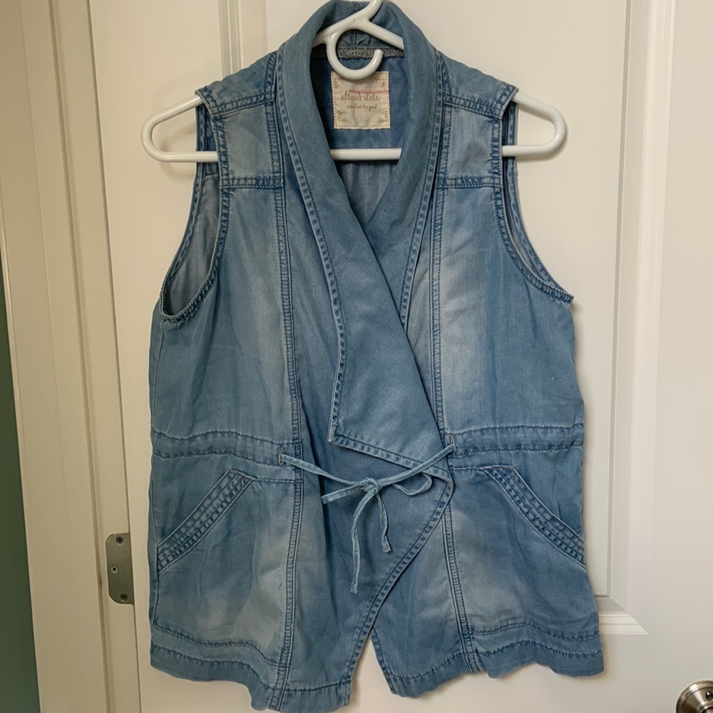 Altar’d State Draped Synched Waist Jean Vest